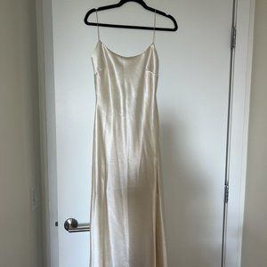 Cream Reflective Maxi Dress with Cross Back, Size M